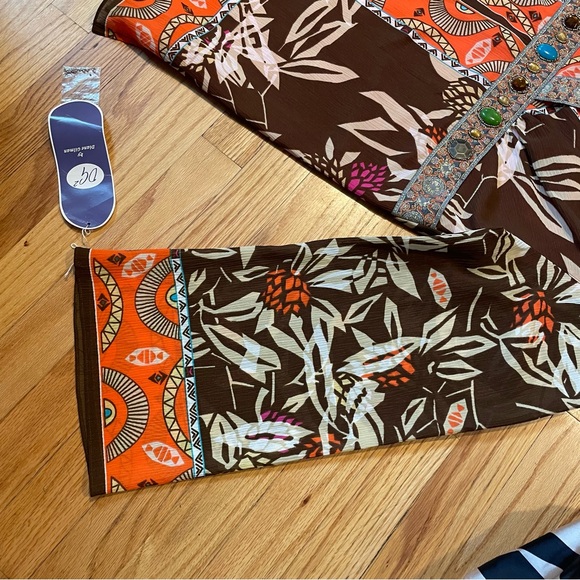 VTG Embellished Patterned Long Sleeve Tunic Top NWT DG2 By Diane Gilman - Picture 8 of 10